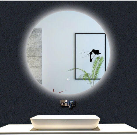Ocean Miroir de Salle de Bain LED Rond avec Fonction Anti-Buée, lumière blanche froide, Dimmable