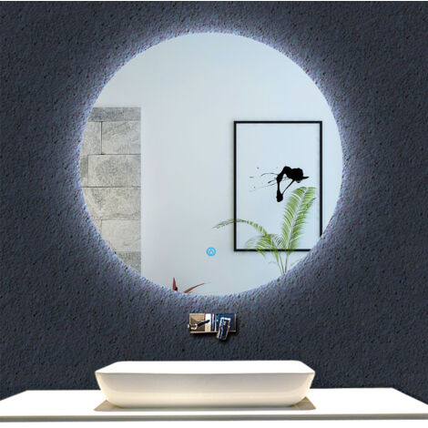 Ocean Miroir de salle de bain rond à LED 100cm avec lumière blanche 6000k, gradation infinie, anti-buée et fonction mémoire
