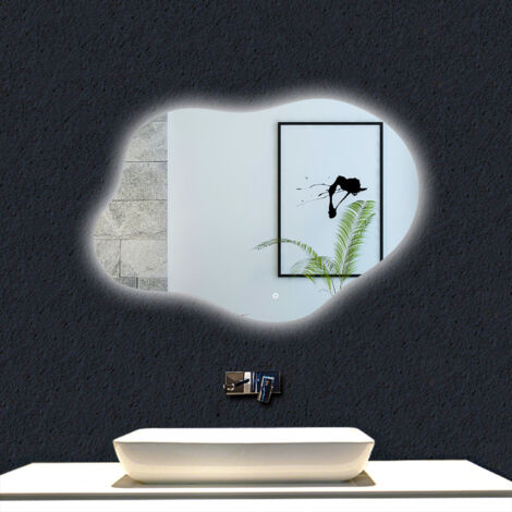 Ocean Miroir Salle de Bain LED en Forme de Nuage, Anti-Buée, 3 Tons et Gradable, 80x55cm, Murale