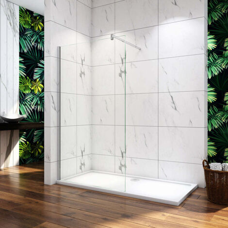 Océan Paroi de douche 130x200cm en 10mm verre anticalcaire paroi de douche à l'italienne avec barre 90cm