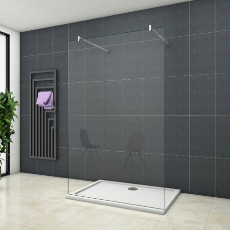 Océan Paroi de douche 88x200cm paroi de douche à l'italienne contre un mur, 2 barres de fixation extensibles rondes inclus