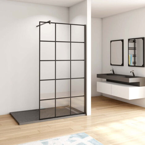 Océan Paroi De Douche Noire 90x200cm Sérigraphie Noire Industrielle