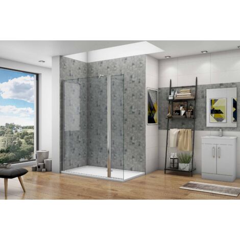 Océan paroi de douche pivotant 150x200cm+40x200cm avec barre standard 140cm paroi à l'italienne  avec un retour