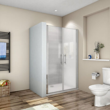 Océan Porte de douche 75x185cm verre satiné et anticalcaire porte battante en niche