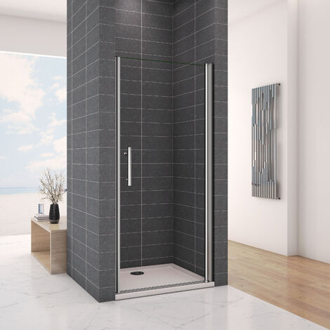 90x195cm Porte de douche pivotante paroi de douche sablée verre anticalcaire