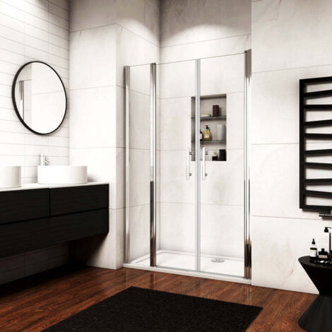 Océan Porte De Douche Battante 135x197cm En Verre Anti-calcaire Porte Battante Et Un Verre Fixé