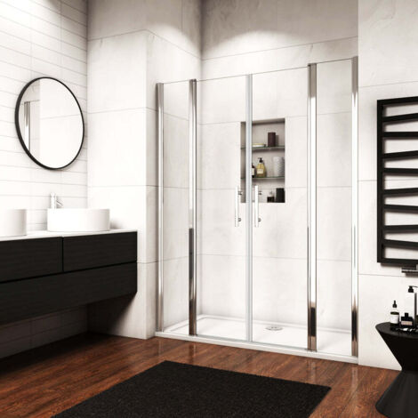 Océan Porte De Douche Battante 170x187cm En Verre Anti-calcaire Porte Battante Et 2 Verres Fixés