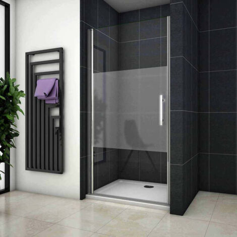 Océan Porte De Douche Pivotante 80x185cm En Verre Sablé Au Milieu Installer À Gauche