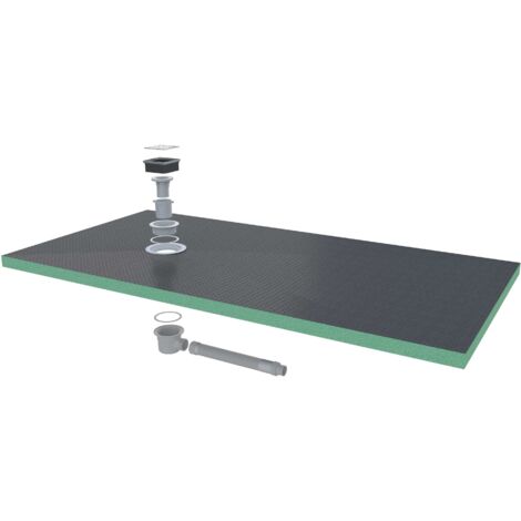 Océan Receveur de douche 1600x800 mm, recoupable et à carreler. Étanchéité renforcée, 40 mm d'épaisseur, inclut kit étanchéité, bonde et tuyau