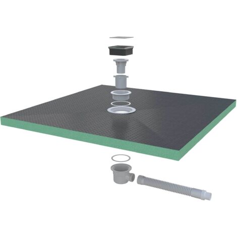 Océan Receveur de douche 800x800 mm, recoupable et à carreler. Étanchéité renforcée, 40 mm d'épaisseur, inclut kit étanchéité, bonde et tuyau