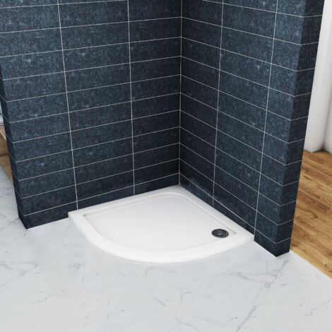 Océan Receveur De Douche Blanc L.90 x l.90cm 1/4 De Cercle, Extra-plat Gel Coat, Bac À Douche Hauteur 3cm