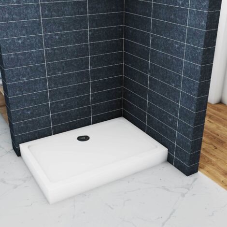Océan Receveur De Douche L.140 x l.70cm Blanc Extra Plat Rectangulaire Avec Le Kit De Plinthe Et Pieds Et Bonde De Douche