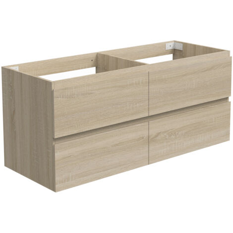 Ocean Sanitaire – Meuble de rangement chêne avec 2 tiroirs – Dimensions 120 x 46 x 52 cm – Panneau MDF de haute qualité – Facile à assembler