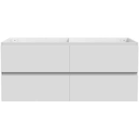 Ocean Sanitaire – Meuble de salle de bain suspendu 120 cm – 4 tiroirs – MDF robuste – Finition blanche mate résistante aux éclaboussures – Montage facile