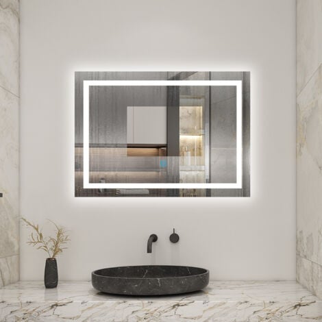 OCEAN Specchio Bagno Rettangolare Da LED 150×80cm, Antiappannamento, 3 Temperature Colore
