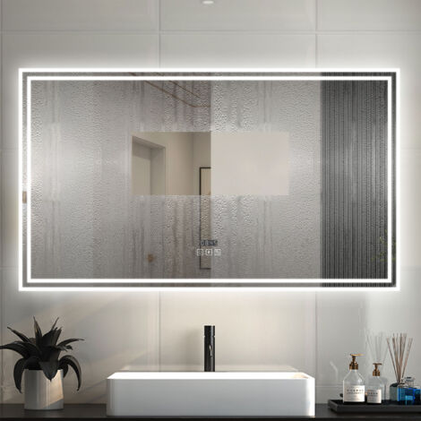 OCEAN Specchio Bagno Rettangolare Da LED 160×80cm, Antiappannamento, Bluetooth, 3 Temperature Colore