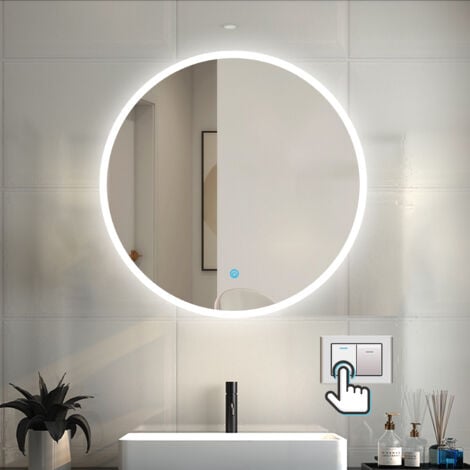 OCEAN Specchio Bagno Rotondo Da LED 100×100cm, Antiappannamento, 3 Temperature Colore