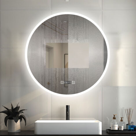 OCEAN Specchio Bagno Rotondo Da LED 80×80cm, Antiappannamento, 3 Temperature Colore