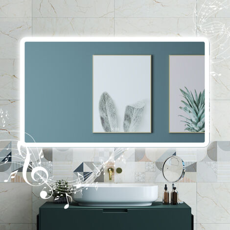 OCEAN Specchio da bagno 100 x 60 cm, dimmerabile, Blue tooth, Funzione Memoria, antiappannamento, 3 colori