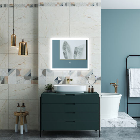 OCEAN Specchio da bagno 100 x 60 cm, dimmerabile, Funzione Memoria, antiappannamento, 3 colori