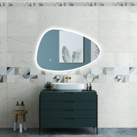 OCEAN Specchio da bagno 120 x 80 cm, dimmerabile, Funzione Memoria, antiappannamento, 3 colori
