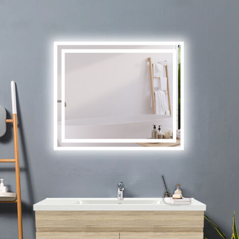 OCEAN Specchio da bagno 60x50cm con LED, Antiappannamento,IP44, Vetro HD