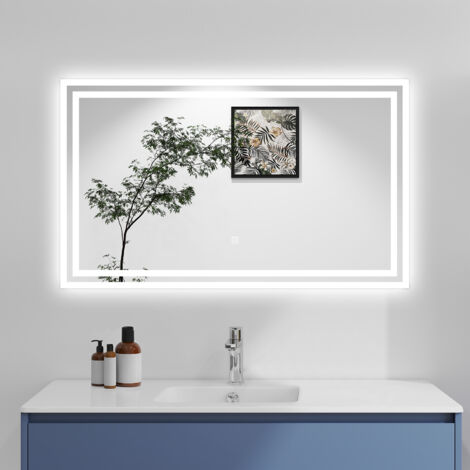 OCEAN Specchio da bagno 60x50cm con LED,Memoria,IP44, Vetro HD