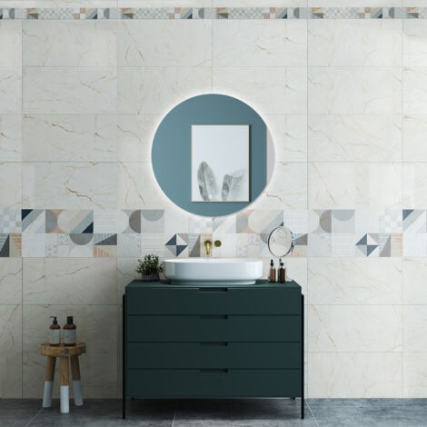 OCEAN Specchio da bagno 70 x 70 cm, 3 colori, antiappannamento, dimmerabile, interruttore touch, Funzione Memoria