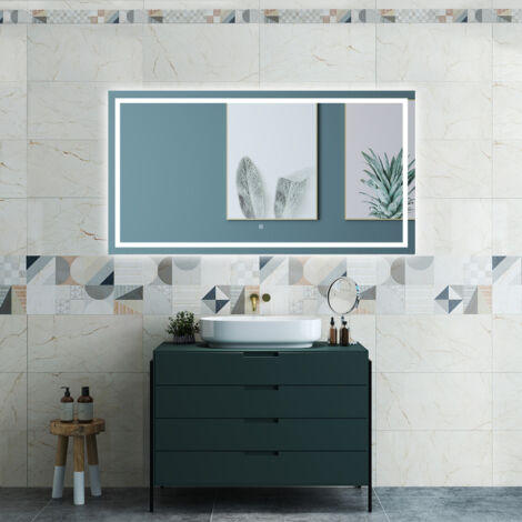 OCEAN Specchio da bagno  80 x 120 cm, dimmerabile, interruttore touch, Funzione Memoria, antiappannamento