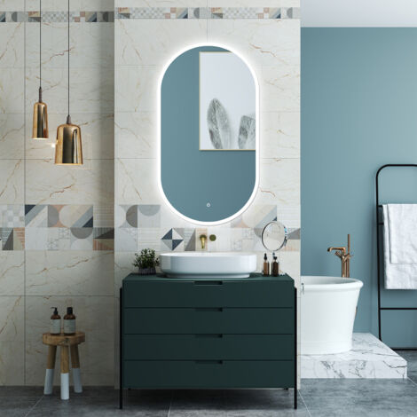 OCEAN Specchio da bagno 80 x 60 cm, dimmerabile，interruttore touch， Funzione Memoria, antiappannamento