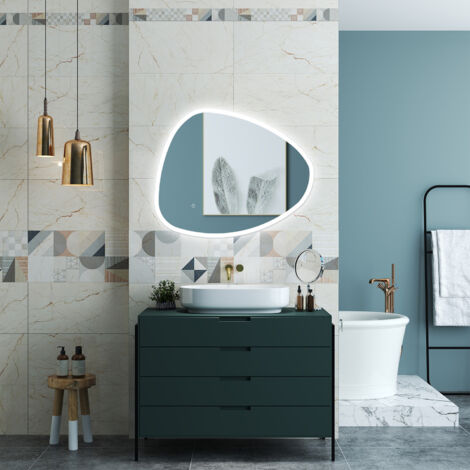 OCEAN Specchio da bagno 80 x 65 cm, dimmerabile, Funzione Memoria, antiappannamento, 3 colori