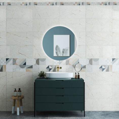 OCEAN Specchio da bagno 90 x 90 cm, antiappannamento, dimmerabile, interruttore touch, Funzione Memoria