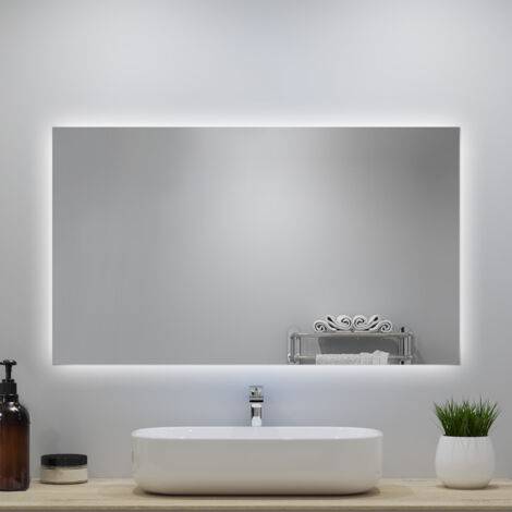 OCEAN Specchio da bagno con LED 100x60cm,IP44, Interruttore a parete,HD Vetro