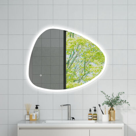 OCEAN Specchio da bagno con LED 100x80cm,3 colori,Dimmerabile, Antiappannamento,Memoria,IP44, Vetro HD,Doppio interruttore,Orizzontale/Verticale