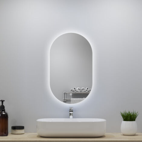 OCEAN Specchio da bagno con LED 45x75cm,Dimmerabile,Memoria,IP44