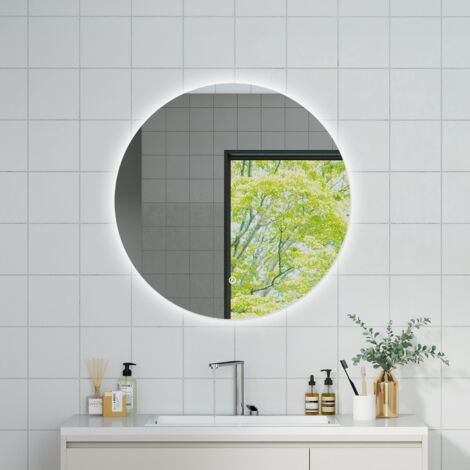 OCEAN Specchio da bagno con LED 80x80cm,Dimmerabile, Antiappannamento,Memoria,IP44, Vetro HD,Doppio interruttore,Orizzontale/Verticale