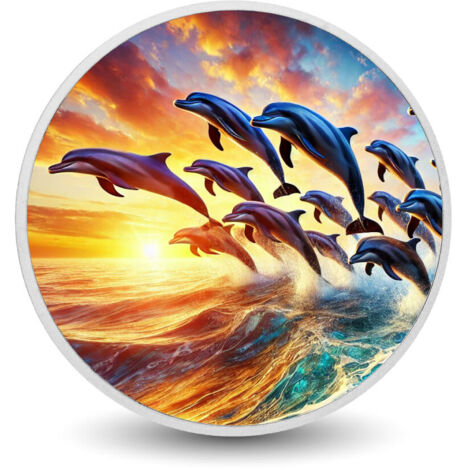Ocean Symphony: Delfini che danzano al tramonto Moneta colorata