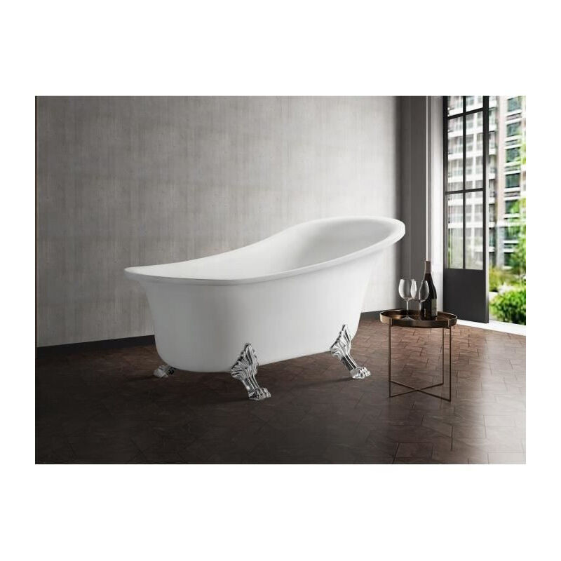 Les Tendances - oceanic Baignoire ilot Lyra - Design retro - L.160 x I.69 x H.79 cm - En acrylique - Bonde poussoir - Blanc