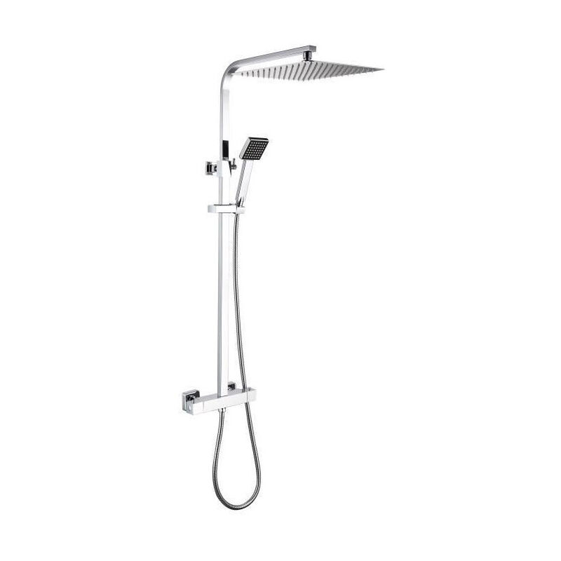 Colonne de douche - Mitigeur thermostatique - Pomme haute carree 30x30 cm - Chrome - Oceanic