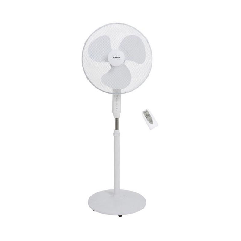Oceanic - Ventilateur de pied - 45 w - ø 44 cm - 3 vitesses - Oscillant - Inclinable - Blanc