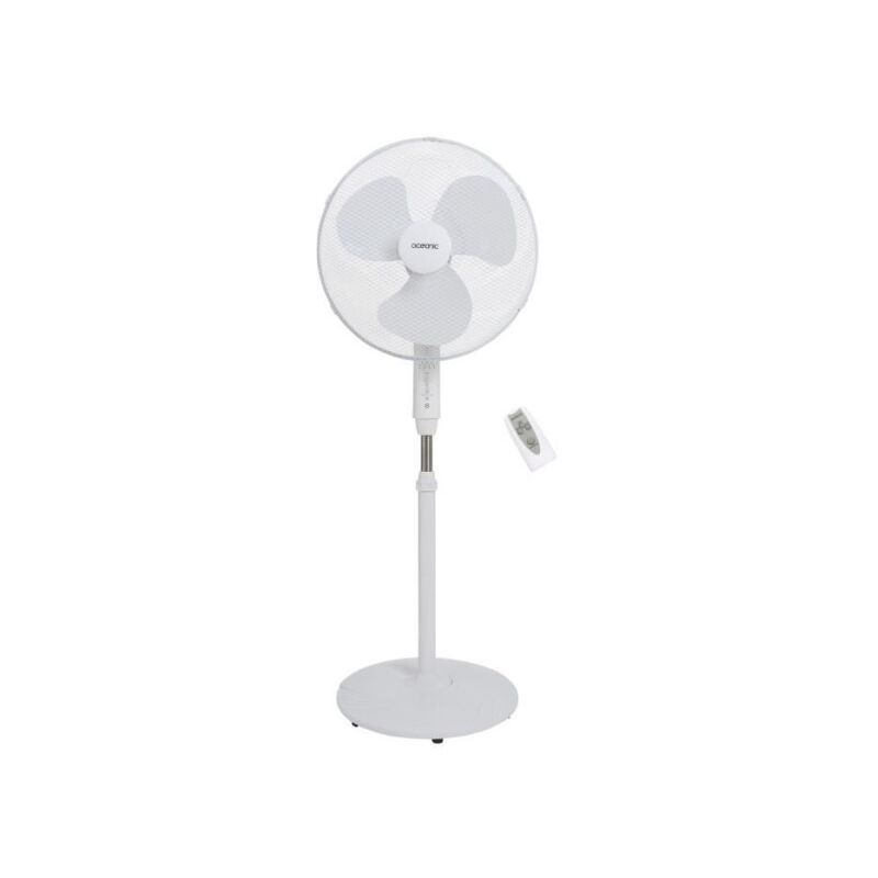Oceanic - Ventilateur de pied - 45 w - ø 44 cm - 3 vitesses - Oscillant - Inclinable - Blanc