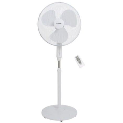 OCEANIC Ventilateur de pied - 45 W - Ø 44 cm - 3 vitesses - Oscillant - Inclinable - Blanc