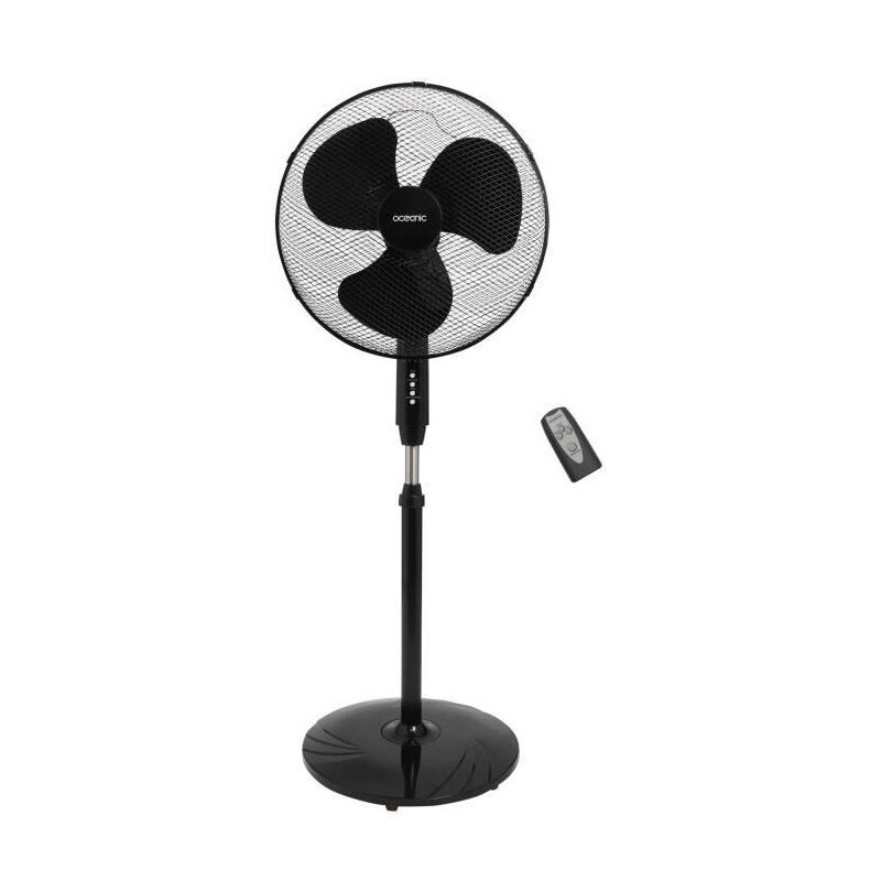 Oceanic - Ventilateur de pied - 45 w - ø 44 cm - 3 vitesses - Oscillant - Inclinable - Noir