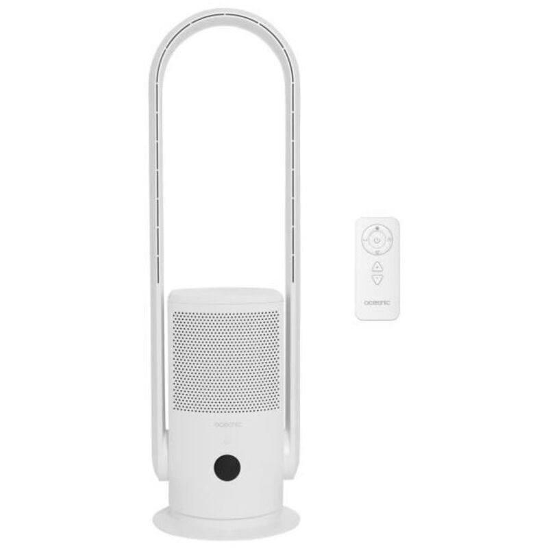Ventilateur Purificateur d'Air avec filtre - Sans pale - Oscillation - 35W - H.80 cm - Minuterie 8h - Télécommande - Oceanic