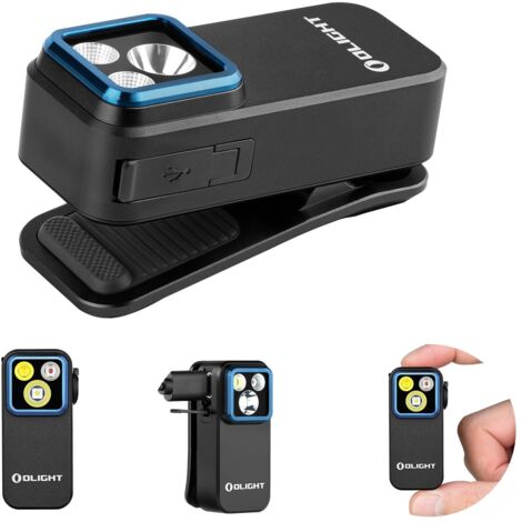 Oclip Pro Clip-Taschenlampe, 3 Lichtquellen, 5 Modi, 500 lm, 120 m, maximale Leistung. Mini-Taschenlampe, langlebig, 144 Stunden, EDC, Typ C, wiederaufladbar, kleine Lampe, IPX6, für Notbeleuchtung [E