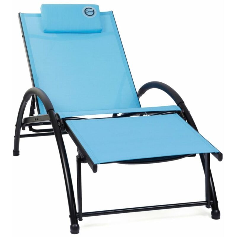 Bain de soleil pliable Repose tête inclus Facile à transporter et à ranger Confortable et pratique Bleu TRENDYFLAIR