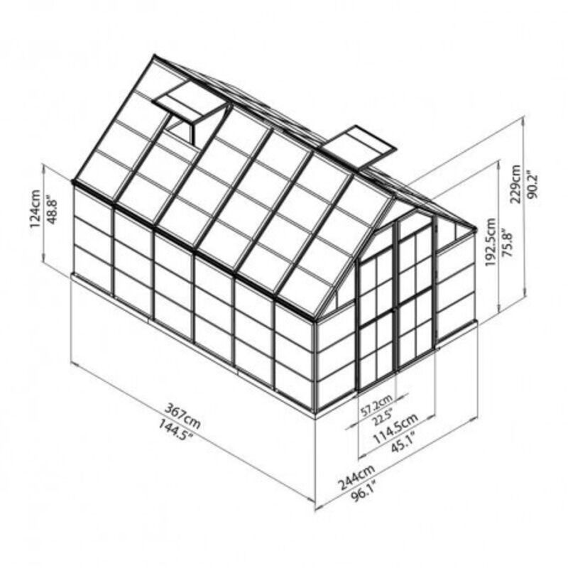 Serre de jardin en polycarbonate Octave 8,8 m²