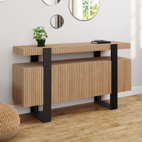 OCTAVE Aparador 4 puertas efecto lamas 140 cm