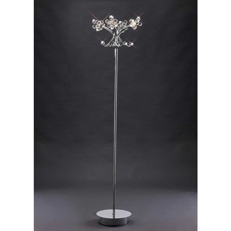 09diyas - Octavia floor lamp 4 polished chrome / crystal bulbs