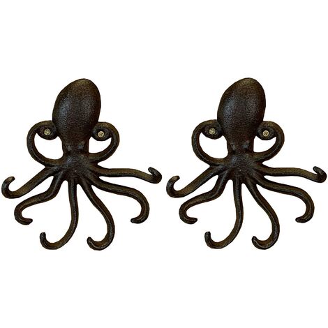 Octopus Wall Hook Rack in Cast Iron (Set of 2)